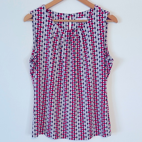Calvin Klein Tops - CALVIN KLEIN Stretch Sleeveless Office Geometric Printed Blouse